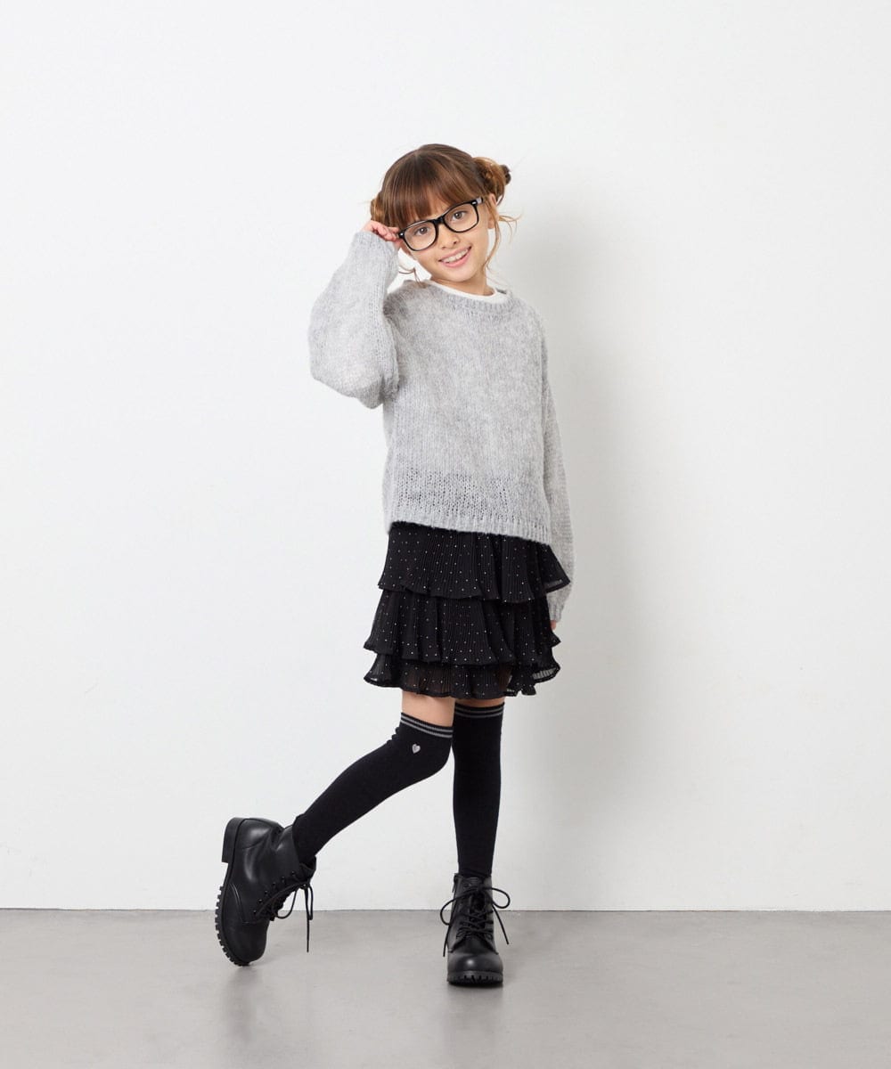 KJFJD07044 a.v.v KIDS(アー・ヴェ・ヴェ) [130-160]【手洗い】モヘアニットセット グレー