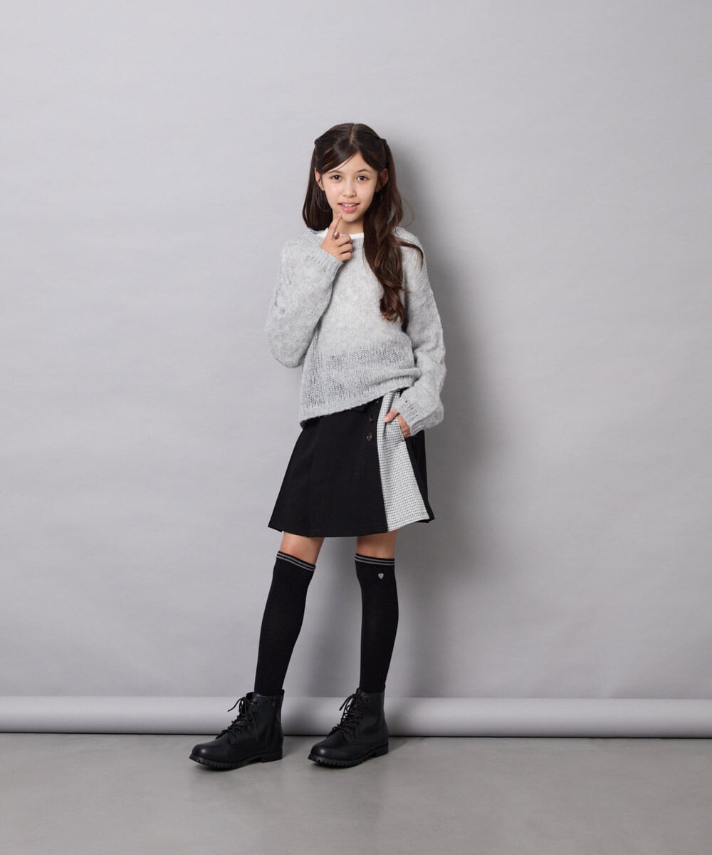 KJFJD07044 a.v.v KIDS(アー・ヴェ・ヴェ) [130-160]【手洗い】モヘアニットセット グレー