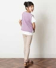 KJFJM20034 a.v.v KIDS(アー・ヴェ・ヴェ) [100-130]【2点SET】Tシャツ&配色ニットベストセット ラベンダー