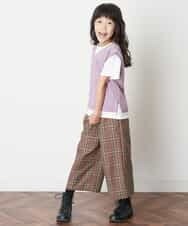 KJFJM20034 a.v.v KIDS(アー・ヴェ・ヴェ) [100-130]【2点SET】Tシャツ&配色ニットベストセット ラベンダー