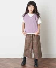 KJFJM20034 a.v.v KIDS(アー・ヴェ・ヴェ) [100-130]【2点SET】Tシャツ&配色ニットベストセット ラベンダー