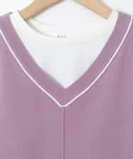 KJFJM20034 a.v.v KIDS(アー・ヴェ・ヴェ) [100-130]【2点SET】Tシャツ&配色ニットベストセット ラベンダー
