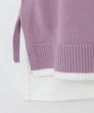 KJFJM20034 a.v.v KIDS(アー・ヴェ・ヴェ) [100-130]【2点SET】Tシャツ&配色ニットベストセット ラベンダー