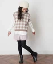 KJFJM21039 a.v.v KIDS(アー・ヴェ・ヴェ) [100-130]【2点SET】ギンガムニットベストセット ベージュ