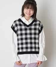 KJFJM21039 a.v.v KIDS(アー・ヴェ・ヴェ) [100-130]【2点SET】ギンガムニットベストセット ベージュ