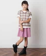 KJFJM21039 a.v.v KIDS(アー・ヴェ・ヴェ) [100-130]【2点SET】ギンガムニットベストセット ベージュ