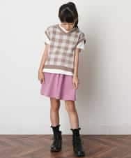 KJFJM21039 a.v.v KIDS(アー・ヴェ・ヴェ) [100-130]【2点SET】ギンガムニットベストセット ベージュ