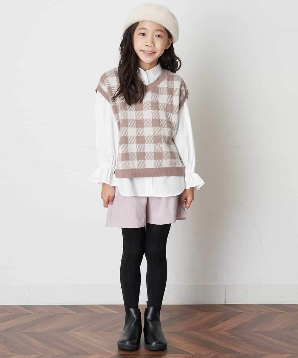 KJFJM21039 a.v.v KIDS(アー・ヴェ・ヴェ) [100-130]【2点SET】ギンガムニットベストセット ベージュ