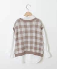 KJFJM21039 a.v.v KIDS(アー・ヴェ・ヴェ) [100-130]【2点SET】ギンガムニットベストセット ベージュ