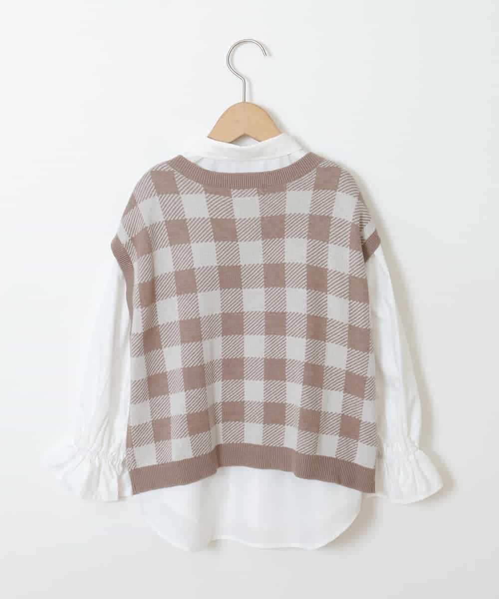 KJFJM21039 a.v.v KIDS(アー・ヴェ・ヴェ) [100-130]【2点SET】ギンガムニットベストセット ベージュ