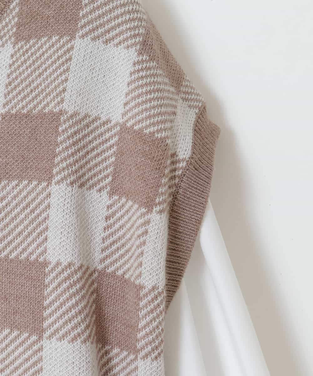 KJFJM21039 a.v.v KIDS(アー・ヴェ・ヴェ) [100-130]【2点SET】ギンガムニットベストセット ベージュ