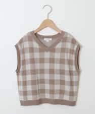 KJFJM21039 a.v.v KIDS(アー・ヴェ・ヴェ) [100-130]【2点SET】ギンガムニットベストセット ベージュ
