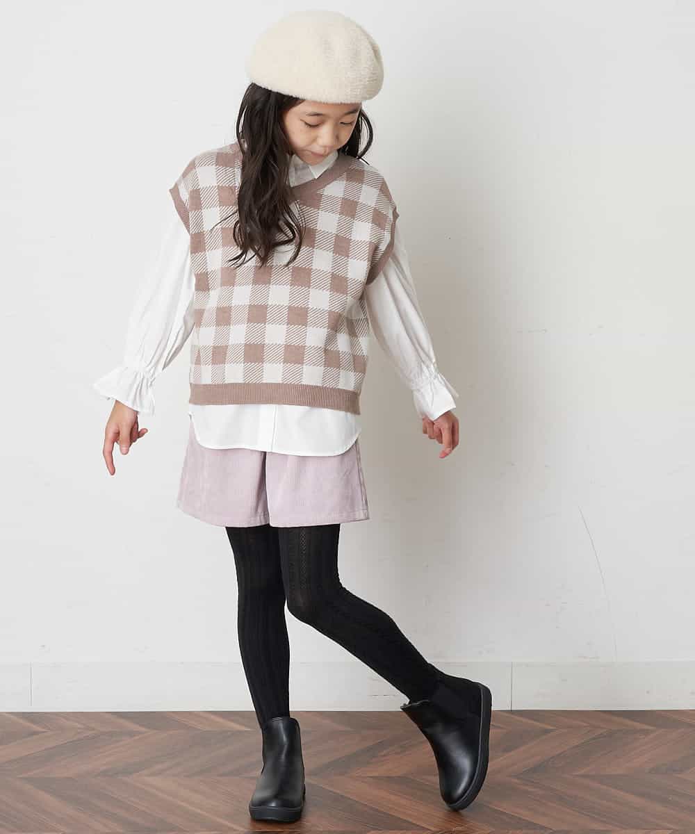 KJFJO21049 a.v.v KIDS(アー・ヴェ・ヴェ) [160]【2点SET】ギンガムニットベストセット[WEB限定サイズ] ベージュ