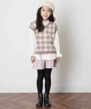 KJFJO21049 a.v.v KIDS(アー・ヴェ・ヴェ) [160]【2点SET】ギンガムニットベストセット[WEB限定サイズ] ベージュ