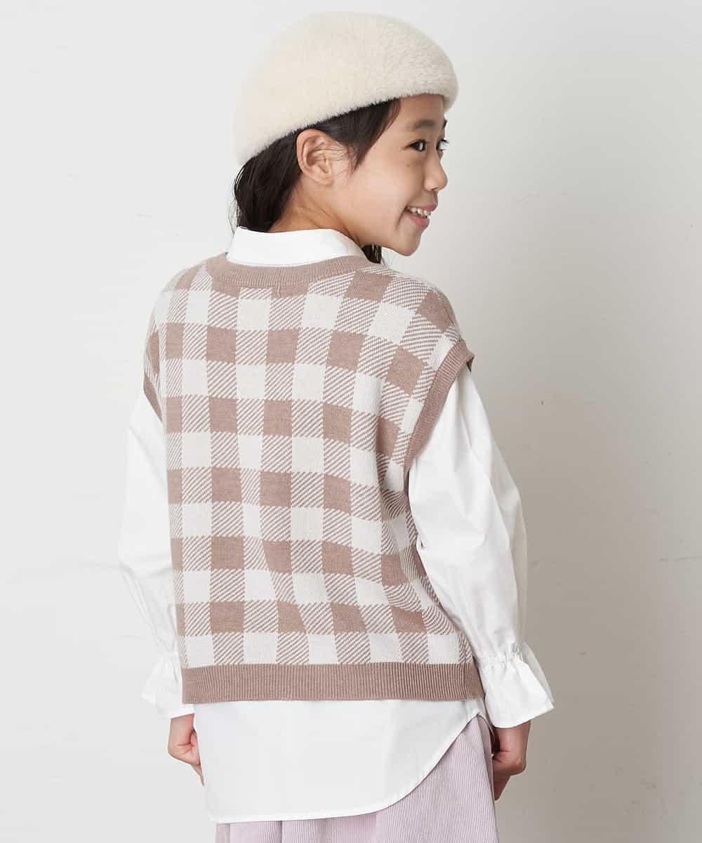 KJFJO21049 a.v.v KIDS(アー・ヴェ・ヴェ) [160]【2点SET】ギンガムニットベストセット[WEB限定サイズ] ベージュ