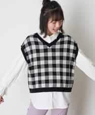 KJFJO21049 a.v.v KIDS(アー・ヴェ・ヴェ) [160]【2点SET】ギンガムニットベストセット[WEB限定サイズ] ベージュ