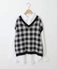 KJFJO21049 a.v.v KIDS(アー・ヴェ・ヴェ) [160]【2点SET】ギンガムニットベストセット[WEB限定サイズ] ベージュ