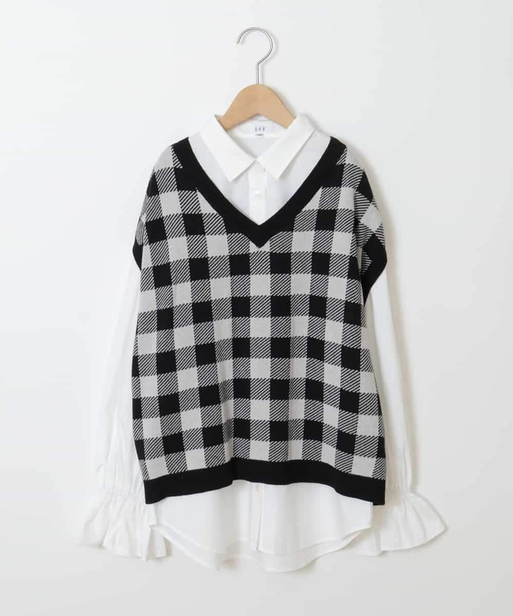 KJFJO21049 a.v.v KIDS(アー・ヴェ・ヴェ) [160]【2点SET】ギンガムニットベストセット[WEB限定サイズ] ベージュ