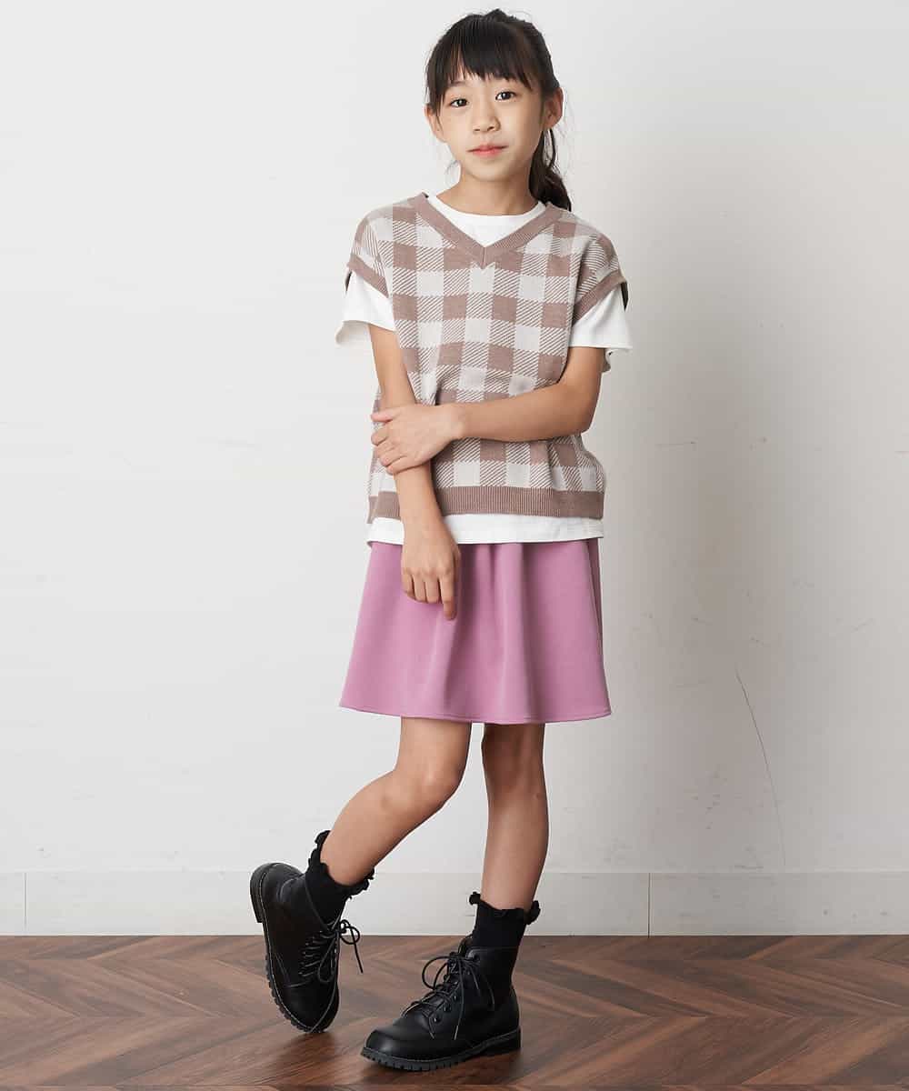 KJFJO21049 a.v.v KIDS(アー・ヴェ・ヴェ) [160]【2点SET】ギンガムニットベストセット[WEB限定サイズ] ベージュ