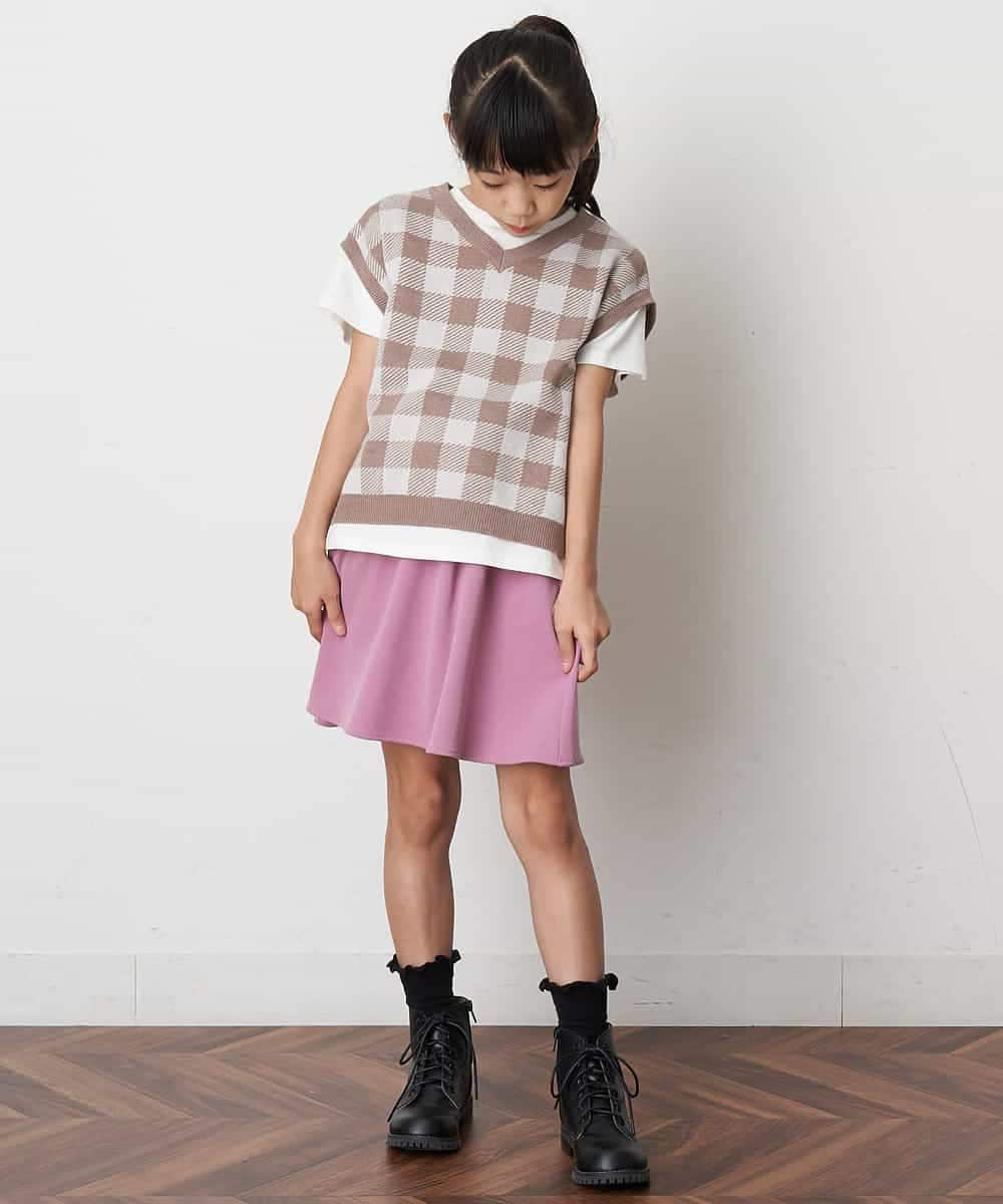 KJFJO21049 a.v.v KIDS(アー・ヴェ・ヴェ) [160]【2点SET】ギンガムニットベストセット[WEB限定サイズ] ベージュ