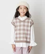 KJFJO21049 a.v.v KIDS(アー・ヴェ・ヴェ) [160]【2点SET】ギンガムニットベストセット[WEB限定サイズ] ベージュ