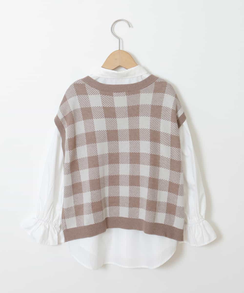 KJFJO21049 a.v.v KIDS(アー・ヴェ・ヴェ) [160]【2点SET】ギンガムニットベストセット[WEB限定サイズ] ベージュ