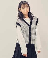 KJFJP30039 a.v.v KIDS(アー・ヴェ・ヴェ) [100-130]【2点セット】柄アソートニットベストセット ツイード