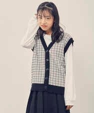 KJFJQ30044 a.v.v KIDS(アー・ヴェ・ヴェ) [140-150]【2点セット】柄アソートニットベストセット ヘリンボーン