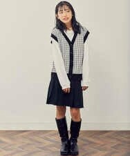 KJFJQ30044 a.v.v KIDS(アー・ヴェ・ヴェ) [140-150]【2点セット】柄アソートニットベストセット ヘリンボーン