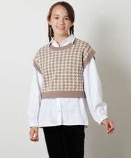 KJFJT30049 a.v.v KIDS(アー・ヴェ・ヴェ) [140-150]【2点セット】ショート丈ニットベスト＆ブラウス ブラック