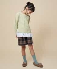 KJFKJ11034 a.v.v KIDS(アー・ヴェ・ヴェ) [100-130]レイヤードケーブルニット[WEB限定サイズ] グリーン