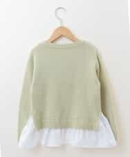 KJFKJ11034 a.v.v KIDS(アー・ヴェ・ヴェ) [100-130]レイヤードケーブルニット[WEB限定サイズ] グリーン