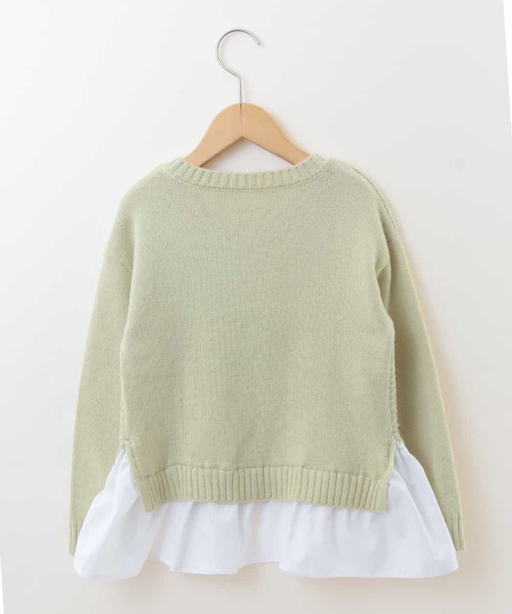 KJFKJ11034 a.v.v KIDS(アー・ヴェ・ヴェ) [100-130]レイヤードケーブルニット[WEB限定サイズ] グリーン