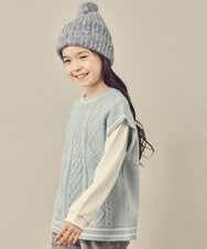 KJFKP40039 a.v.v KIDS(アー・ヴェ・ヴェ) [100-130]【2点セット】ケーブル編みニットベストセット グリーン