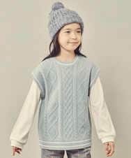 KJFKP40039 a.v.v KIDS(アー・ヴェ・ヴェ) [100-130]【2点セット】ケーブル編みニットベストセット グリーン