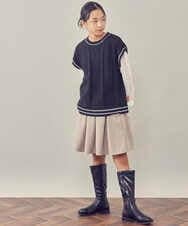 KJFKP40039 a.v.v KIDS(アー・ヴェ・ヴェ) [100-130]【2点セット】ケーブル編みニットベストセット グリーン