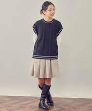 KJFKP40039 a.v.v KIDS(アー・ヴェ・ヴェ) [100-130]【2点セット】ケーブル編みニットベストセット グリーン