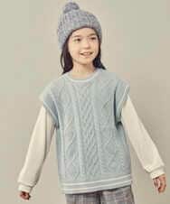 KJFKP40039 a.v.v KIDS(アー・ヴェ・ヴェ) [100-130]【2点セット】ケーブル編みニットベストセット グリーン