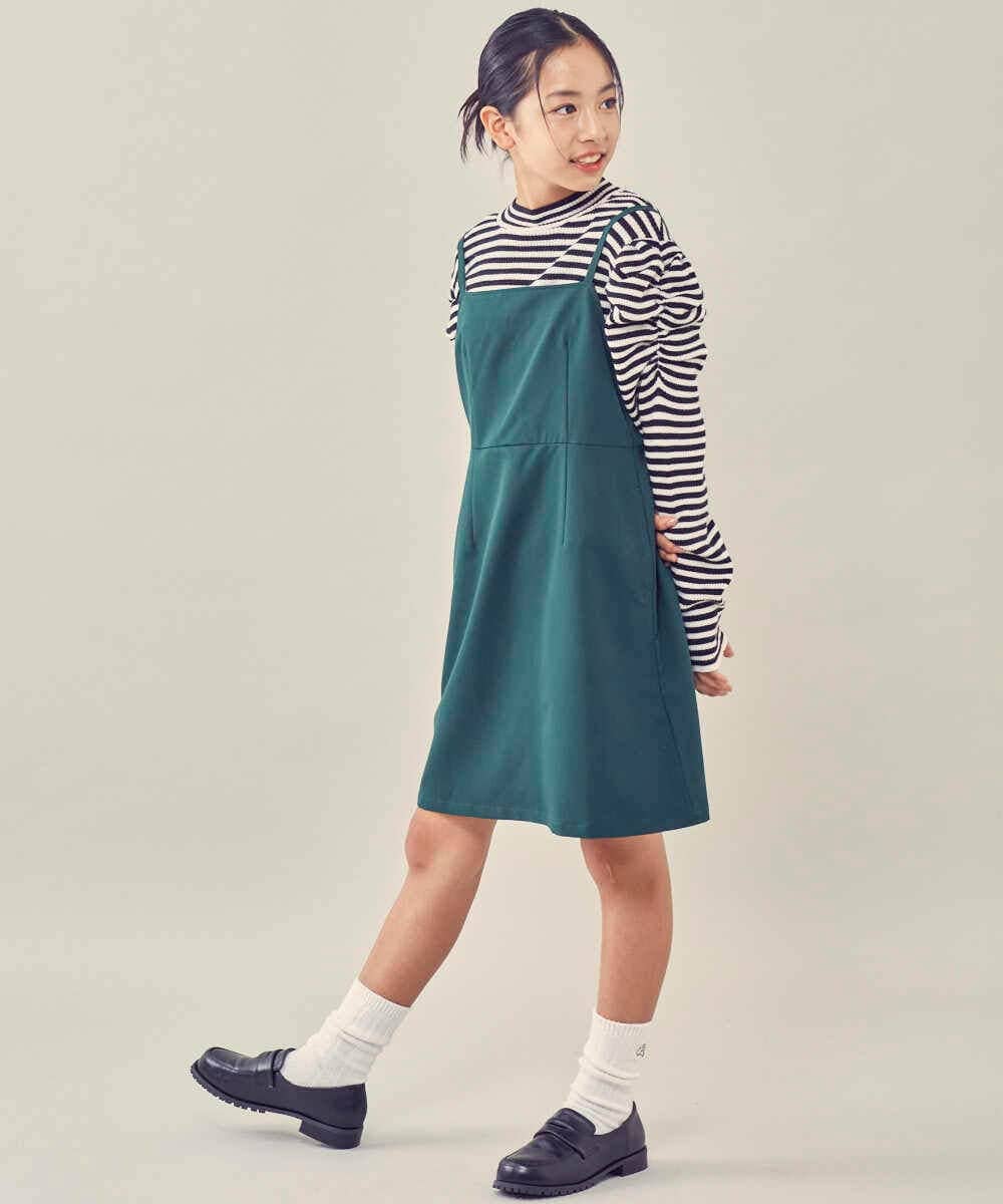 KJFKP41039 a.v.v KIDS(アー・ヴェ・ヴェ) [150-160]パワショルハイネックボーダーニット アイボリー