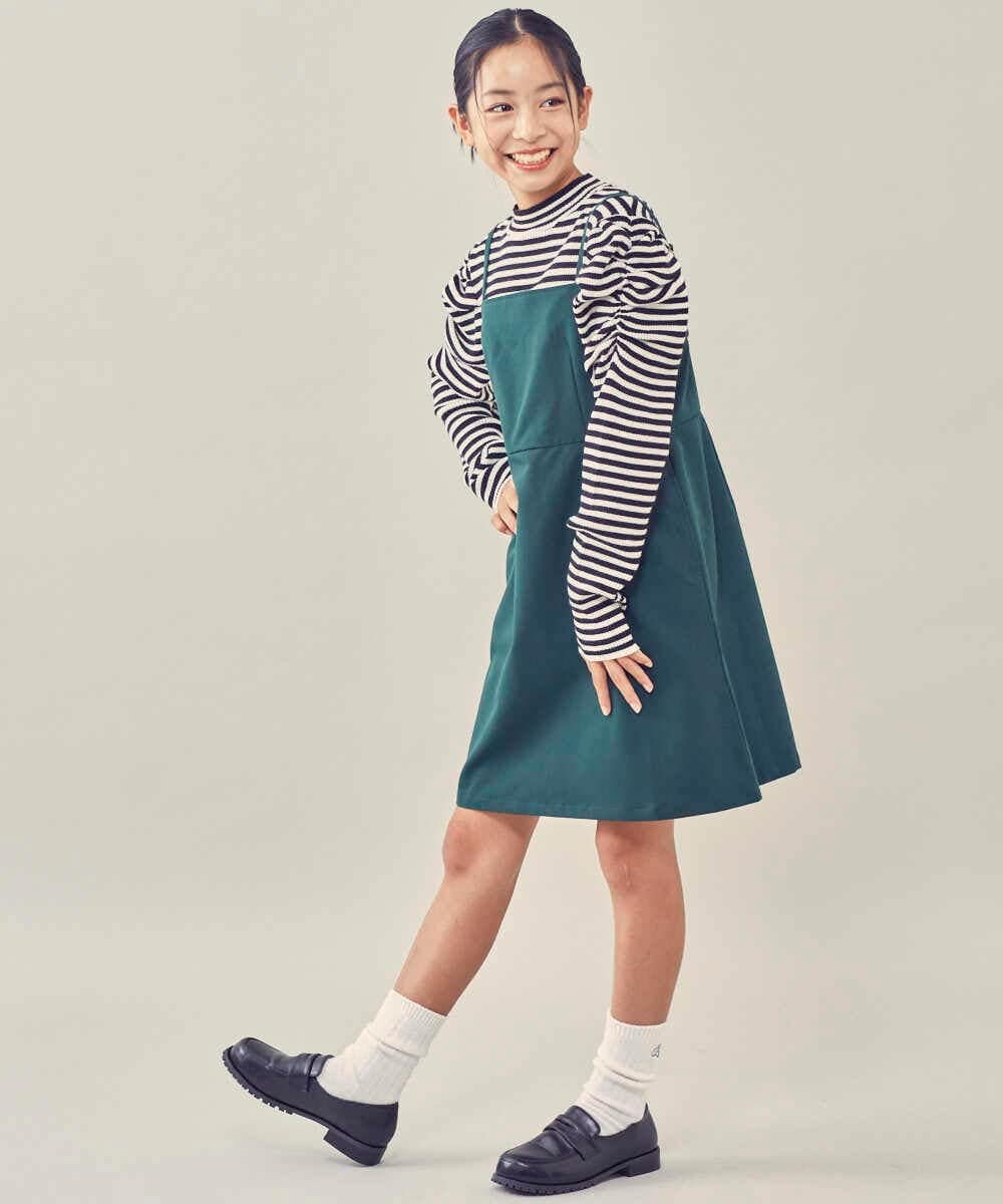 KJFKP41039 a.v.v KIDS(アー・ヴェ・ヴェ) [150-160]パワショルハイネックボーダーニット アイボリー