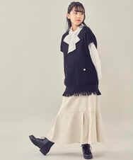 KJFKP42039 a.v.v KIDS(アー・ヴェ・ヴェ) [150-160]裾フリンジツィーディーニットベスト ブラック