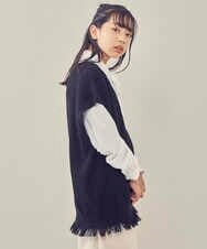 KJFKP42039 a.v.v KIDS(アー・ヴェ・ヴェ) [150-160]裾フリンジツィーディーニットベスト ブラック