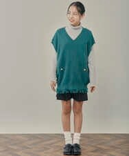 KJFKP42039 a.v.v KIDS(アー・ヴェ・ヴェ) [150-160]裾フリンジツィーディーニットベスト ブラック