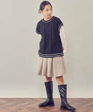 KJFKQ40044 a.v.v KIDS(アー・ヴェ・ヴェ) [140-150]【2点セット】ケーブル編みニットベストセット ブラック