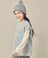 KJFKQ40044 a.v.v KIDS(アー・ヴェ・ヴェ) [140-150]【2点セット】ケーブル編みニットベストセット ブラック