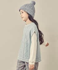 KJFKQ40044 a.v.v KIDS(アー・ヴェ・ヴェ) [140-150]【2点セット】ケーブル編みニットベストセット ブラック