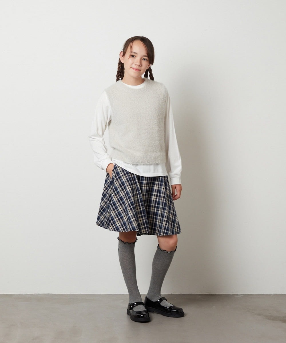 KJFKS44039 a.v.v KIDS(アー・ヴェ・ヴェ) [100-130]【2点セット】フェザーヤーンニットベストセット ベージュ