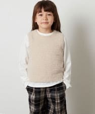 KJFKS44039 a.v.v KIDS(アー・ヴェ・ヴェ) [100-130]【2点セット】フェザーヤーンニットベストセット ベージュ