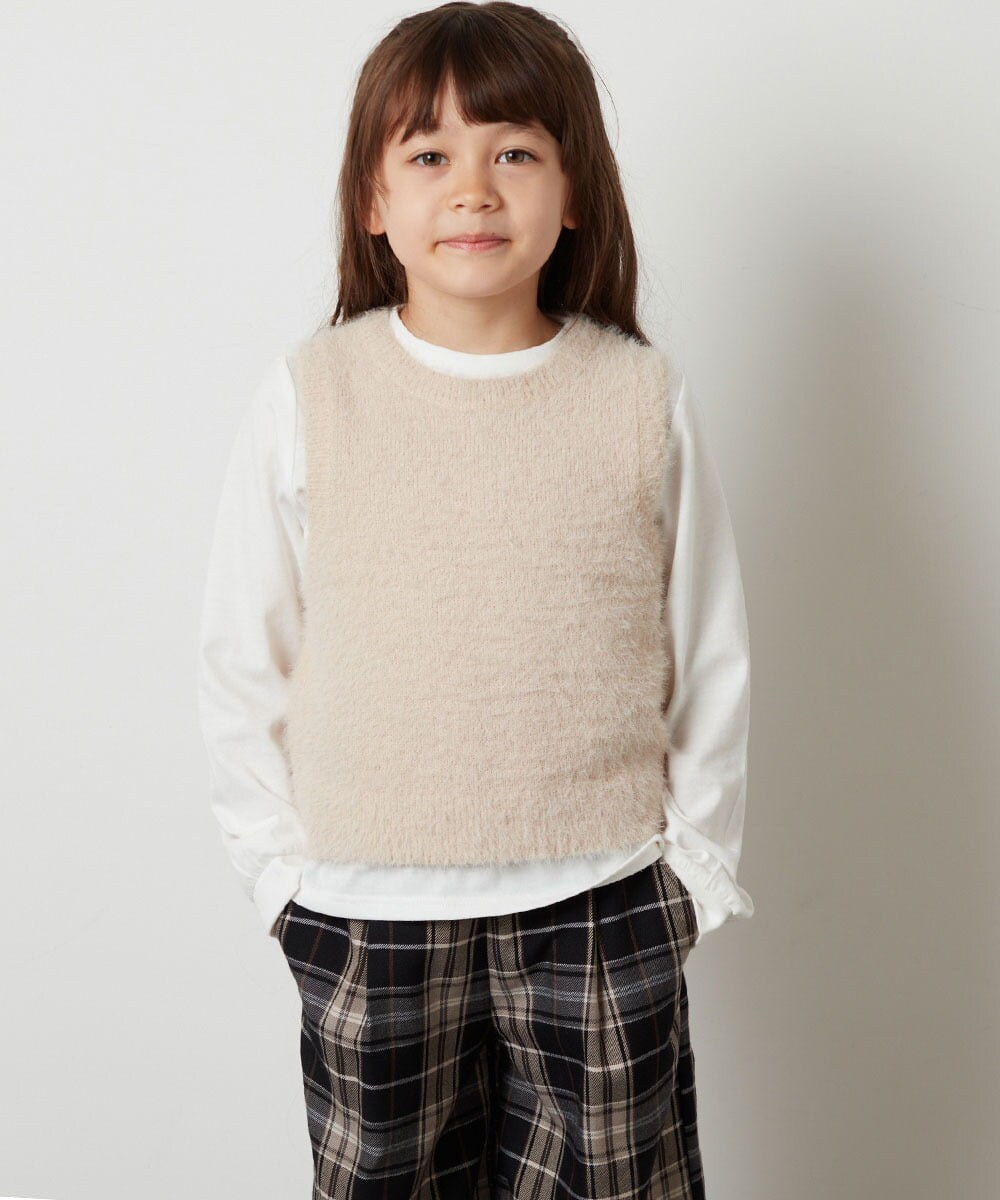 KJFKS44039 a.v.v KIDS(アー・ヴェ・ヴェ) [100-130]【2点セット】フェザーヤーンニットベストセット ベージュ
