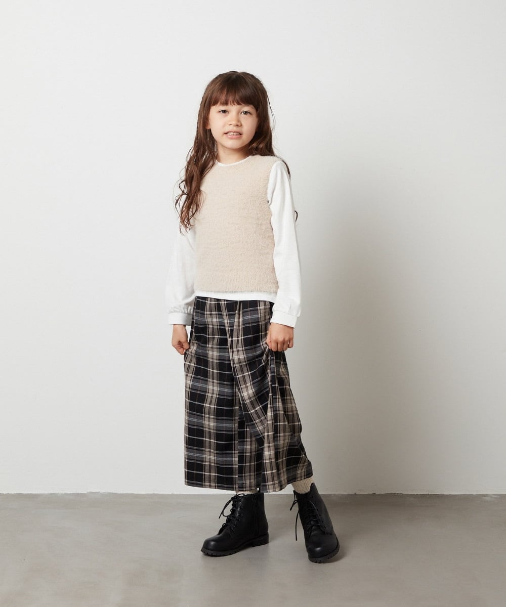 KJFKS44039 a.v.v KIDS(アー・ヴェ・ヴェ) [100-130]【2点セット】フェザーヤーンニットベストセット ベージュ